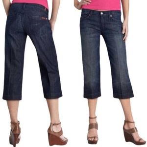 7 For All Mankind Womens Size 32 Dark Wash CROP DOJO Stretch Capri Jeans